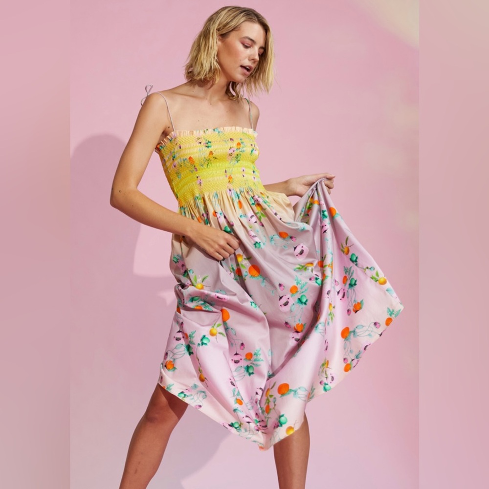 Cynthia Rowley Ombre Smocked Floral Dress